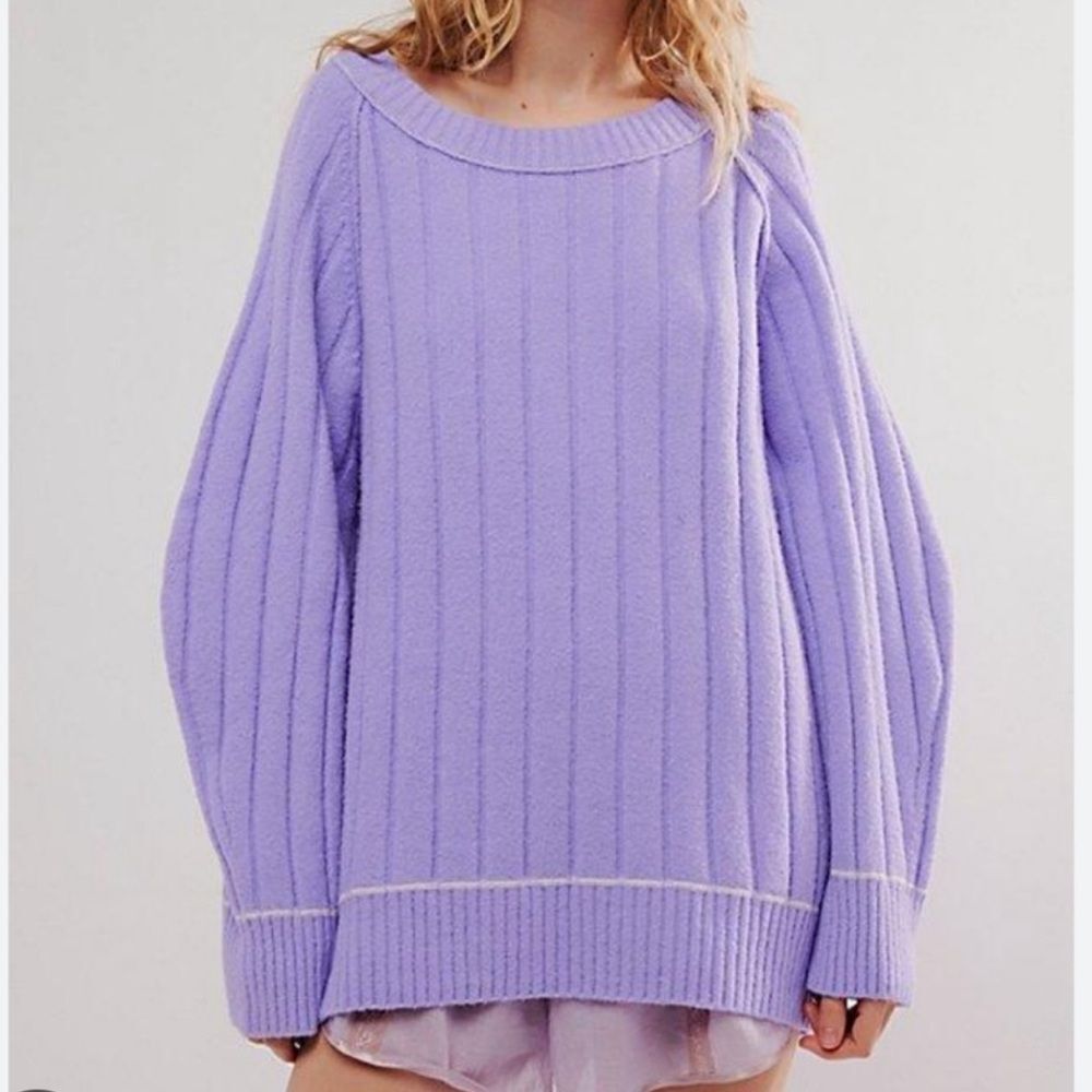 Free People Lilac Ribbed Oversized Sweater